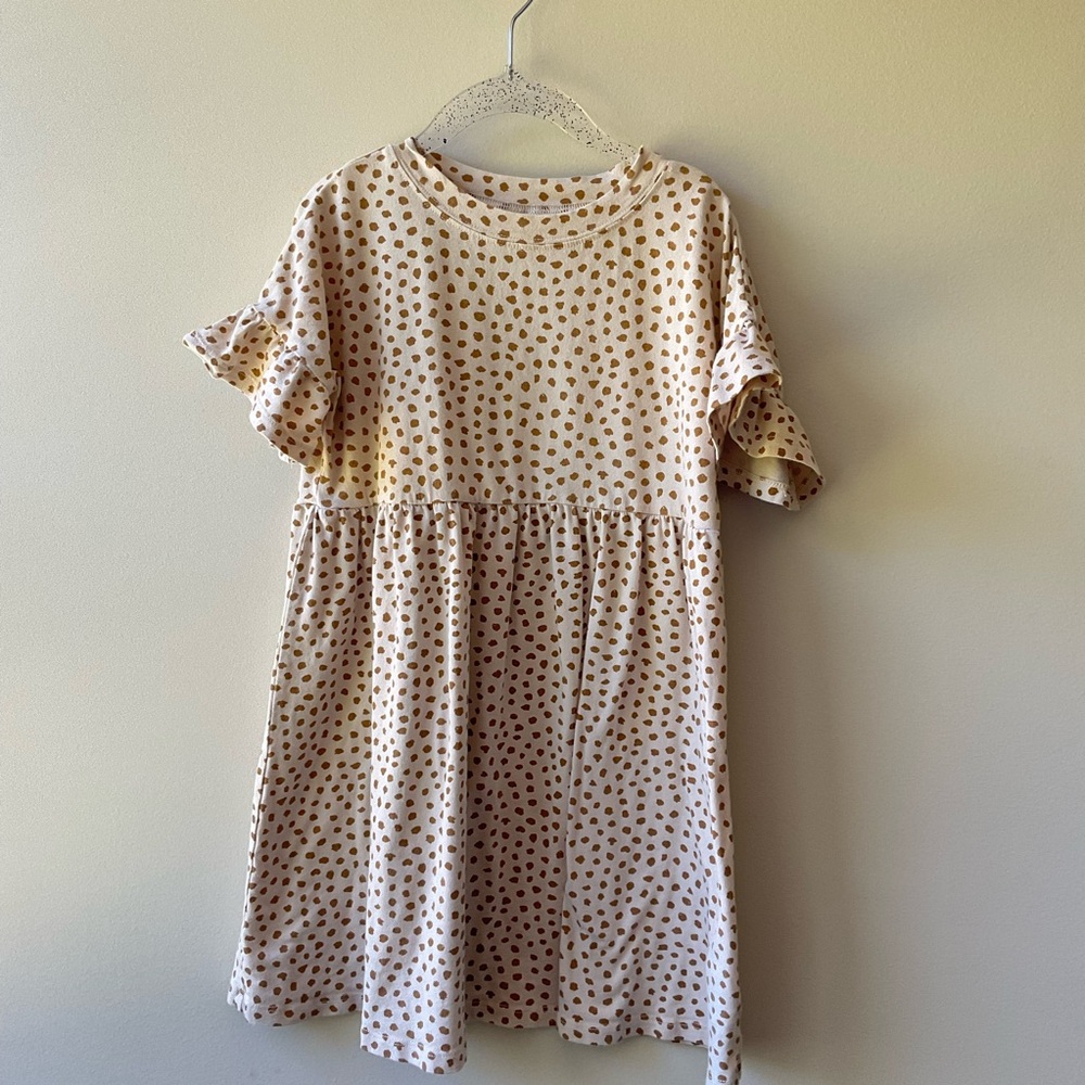 Rylee + Cru Cream and Brown Polka Dot Dress